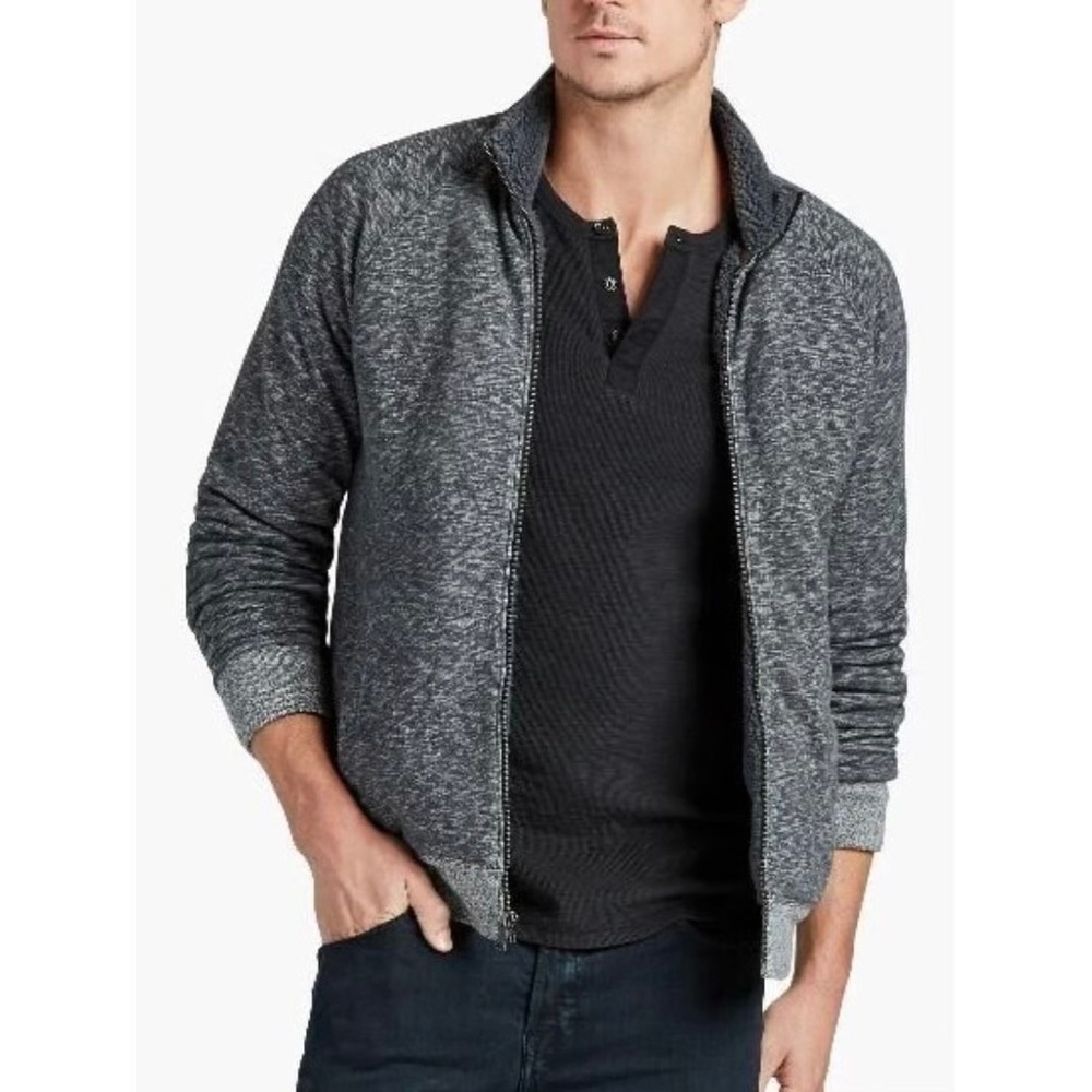 Lucky Brand Mens Gray Sherpa Lined Zip Cardigan Sweater Small Charcoal Marl